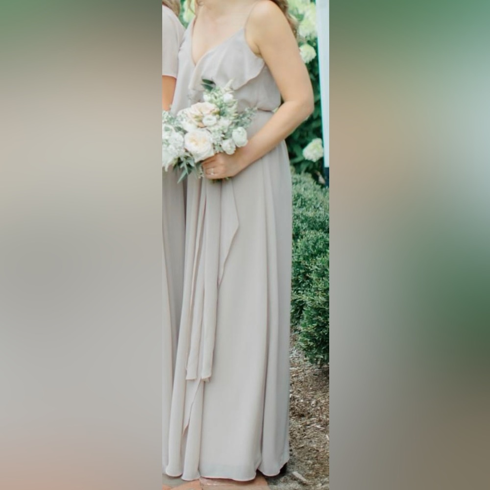 Women’s bridesmaid dress. #LEVKOFF brand taupe/mocha color.